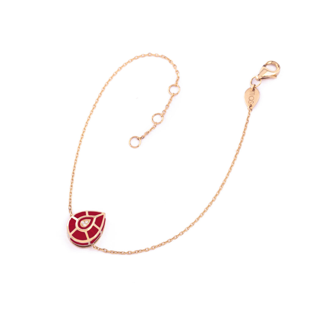 The Drops Chain Bracelet, Red, Rose Gold