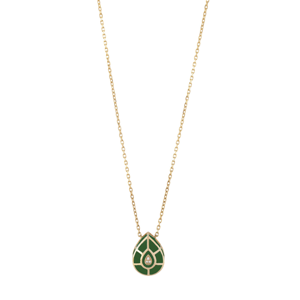 The Drops Necklace, Malachite, Yellow Gold