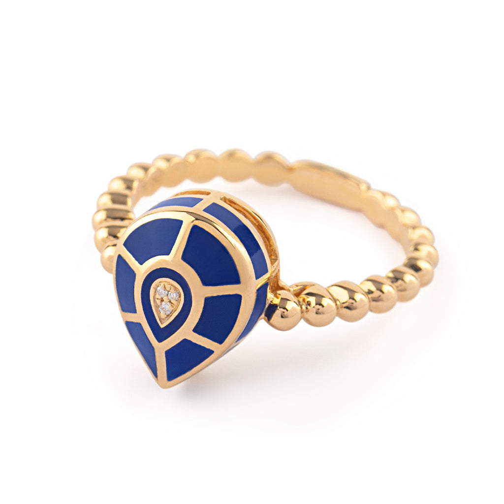 The Drops Ring, Lapis, Yellow Gold