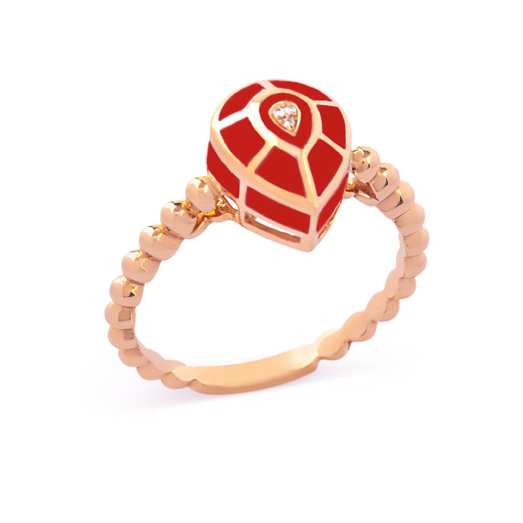 The Drops Ring, Red, Rose Gold