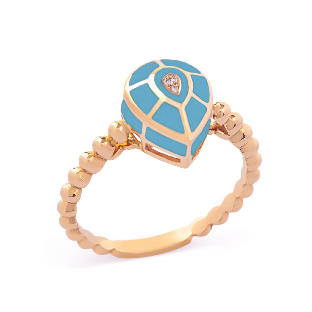 The Drops Ring, Turquoise, Rose Gold