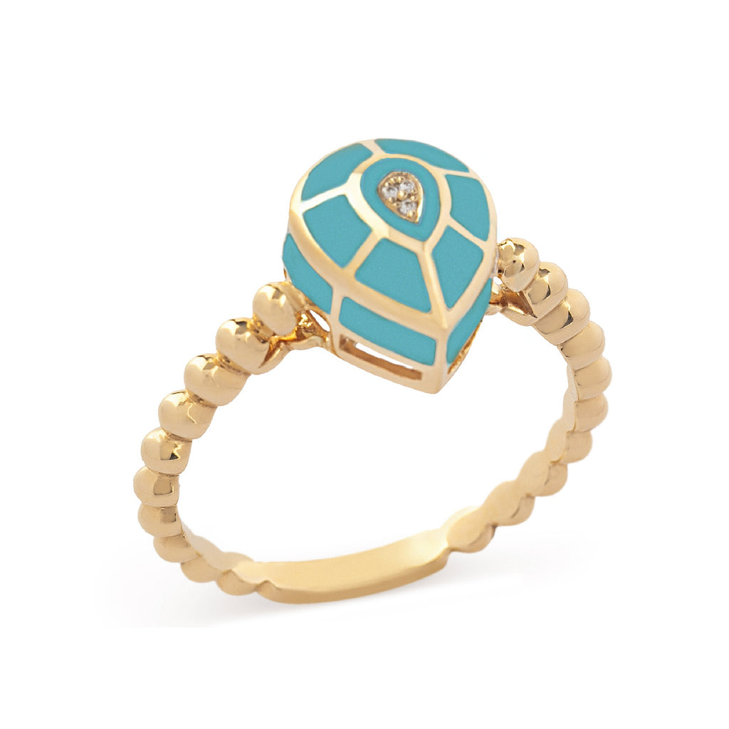 The Drops Ring, Turquoise, Yellow Gold